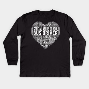 Special Needs School Bus Driver Heart Kids Long Sleeve T-Shirt